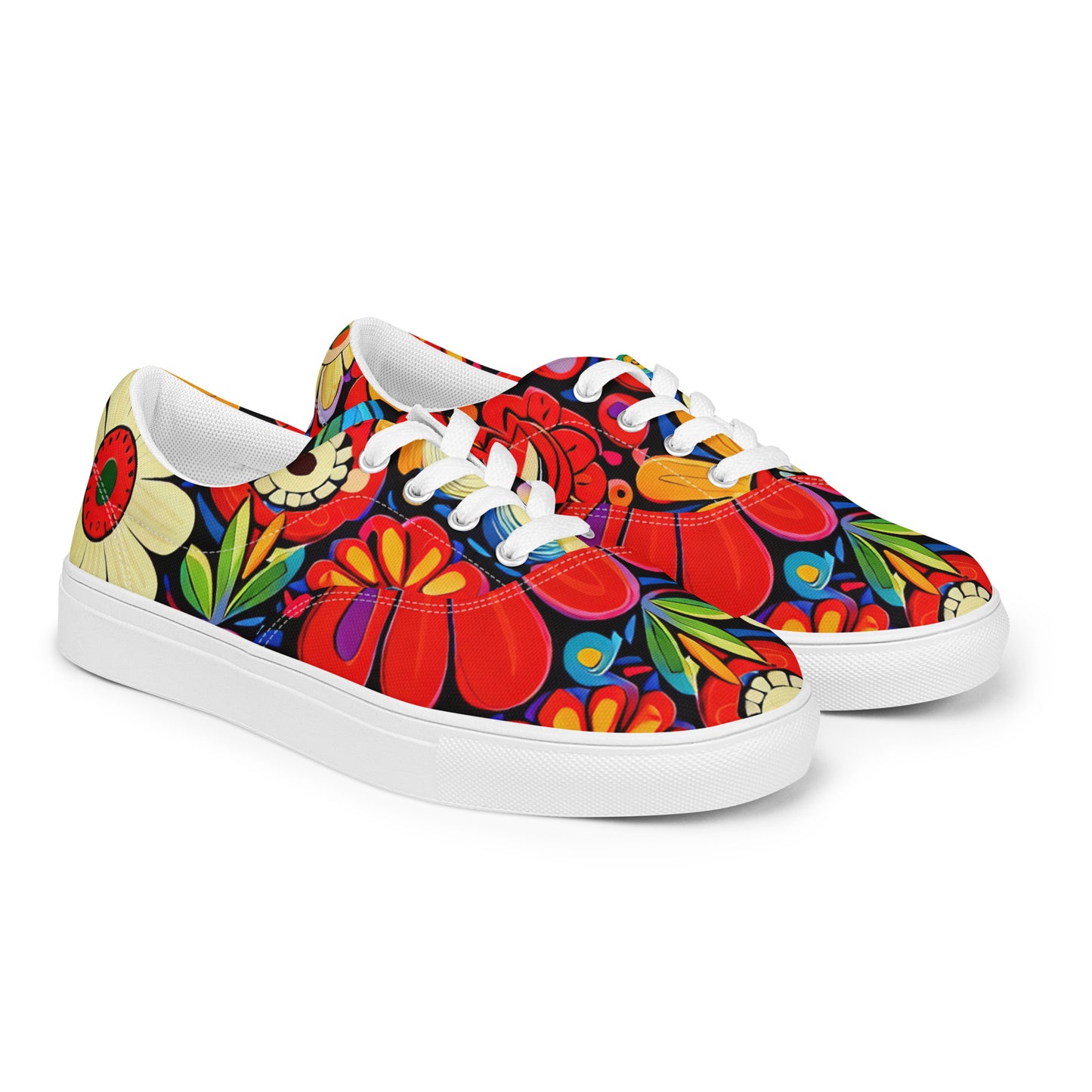 DMV 0178 Floral Men’s lace-up canvas shoes