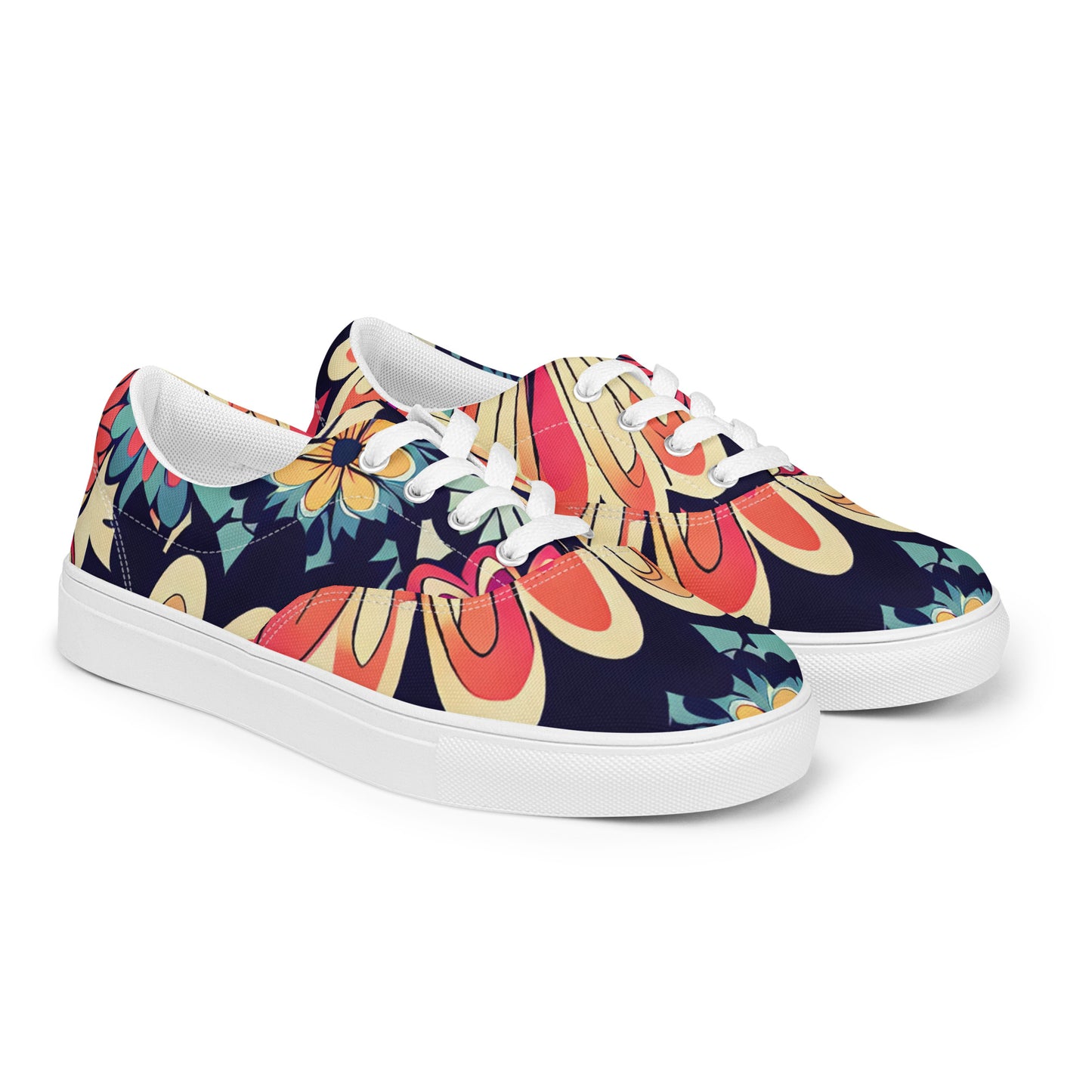 DMV 1525 Floral Men’s lace-up canvas shoes