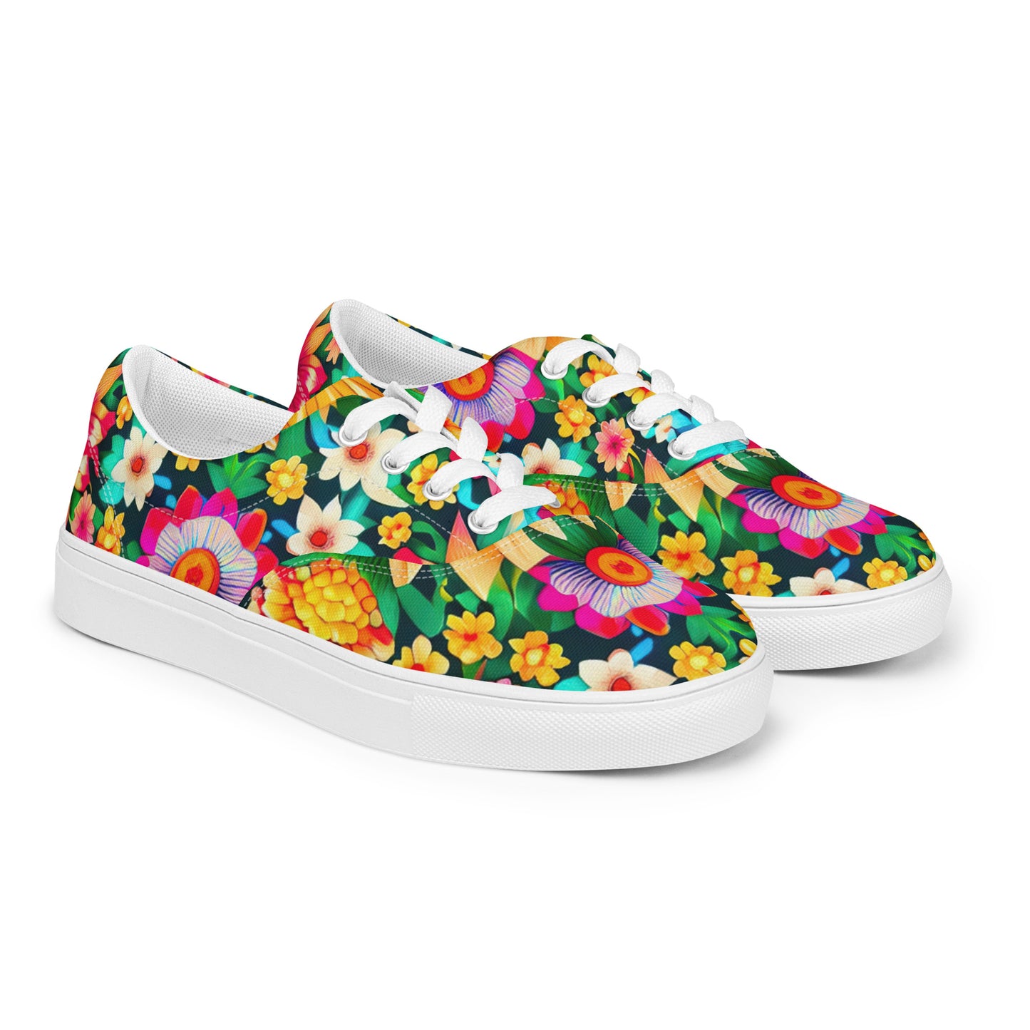 DMV 0193 Floral Men’s lace-up canvas shoes