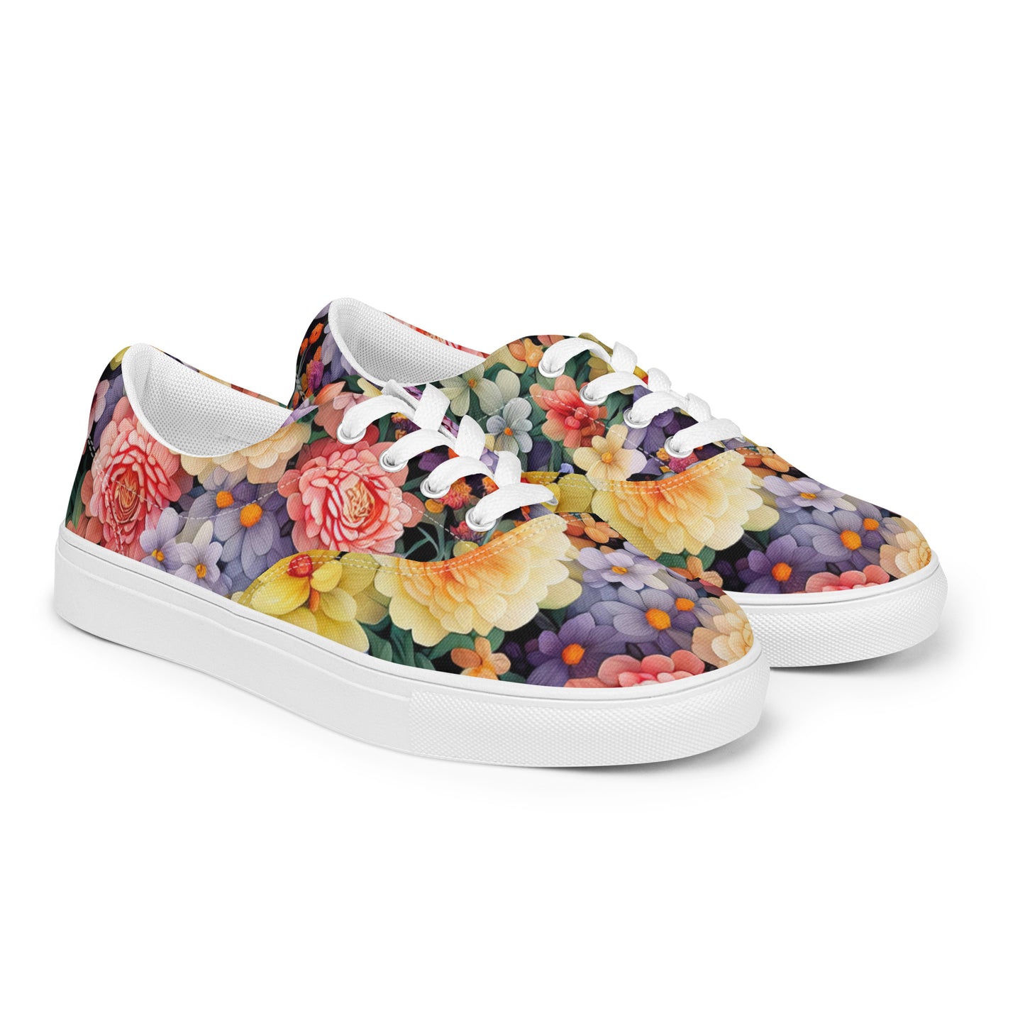 DMV 0528 Floral Men’s lace-up canvas shoes