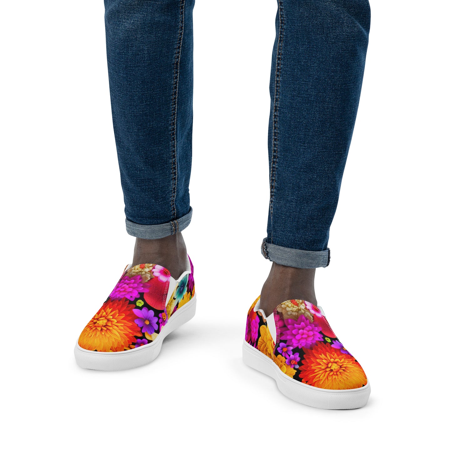 DMV 0238 Floral Men’s slip-on canvas shoes