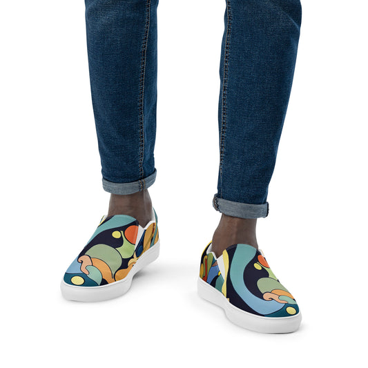 DMV 0242 Retro Art Men’s slip-on canvas shoes