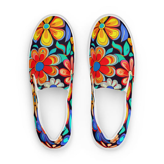 DMV 0257 Floral Men’s slip-on canvas shoes