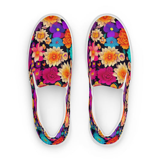 DMV 0192 Floral Men’s slip-on canvas shoes