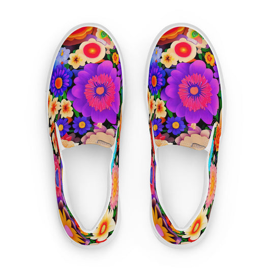 DMV 0309 Floral Men’s slip-on canvas shoes