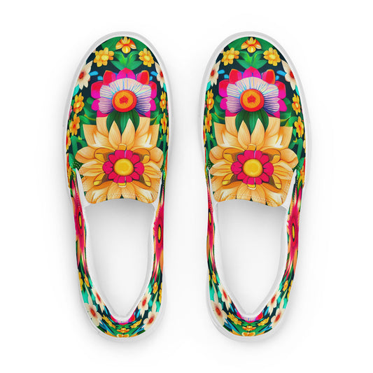 DMV 0193 Floral Men’s slip-on canvas shoes