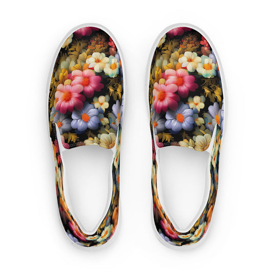 DMV 1522 Floral Men’s slip-on canvas shoes