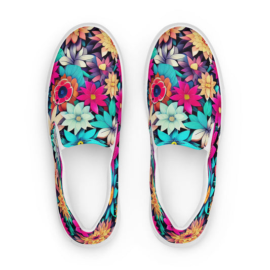 DMV 1034 Floral Men’s slip-on canvas shoes