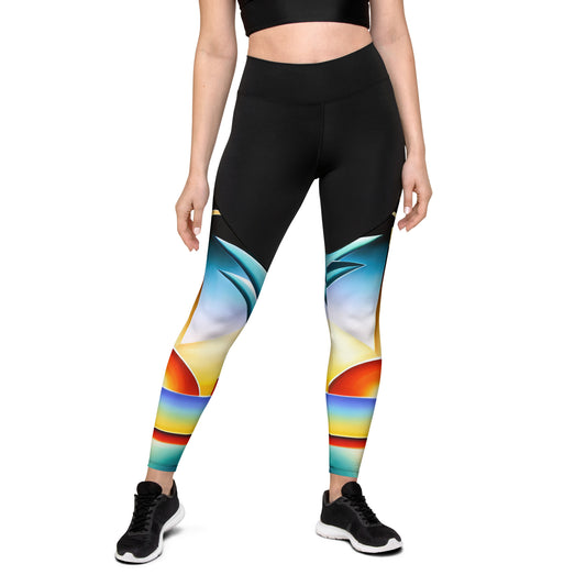 DMV 0262 Retro Art Sports Leggings