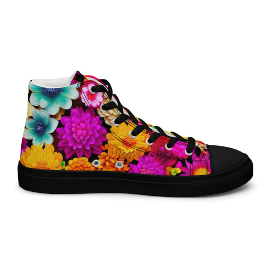 DMV 0238 Floral Women’s high top canvas shoes