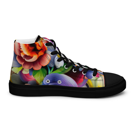 DMV 0081 Floral Women’s high top canvas shoes