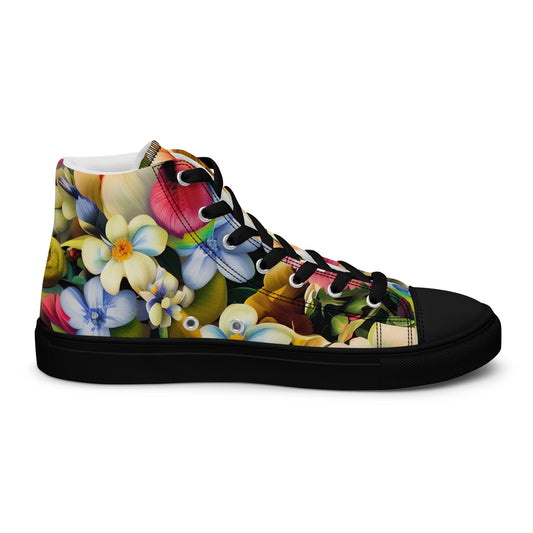 DMV 0088 Floral Women’s high top canvas shoes