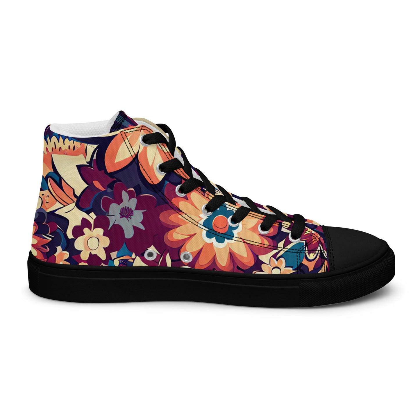 DMV 0253 Floral Women’s high top canvas shoes