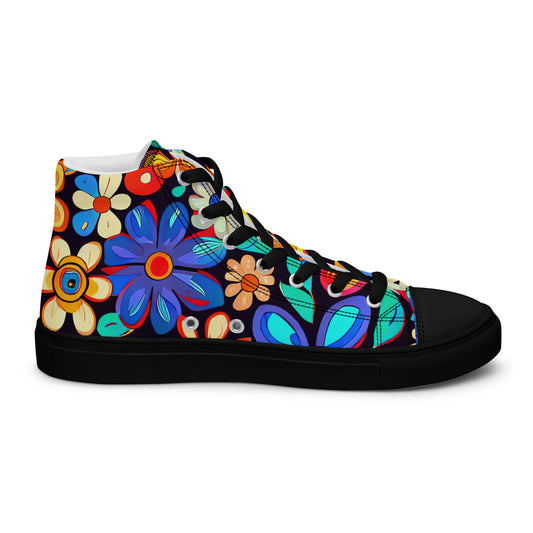 DMV 0257 Floral Women’s high top canvas shoes