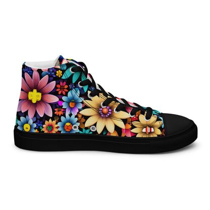 DMV 0265 Floral Women’s high top canvas shoes