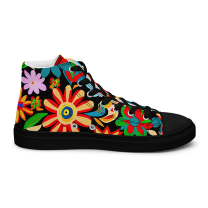 DMV 0116 Floral Women’s high top canvas shoes