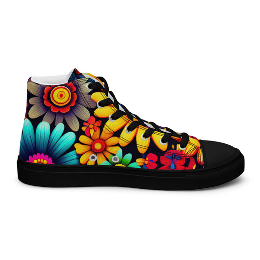 DMV 0158 Floral Women’s high top canvas shoes