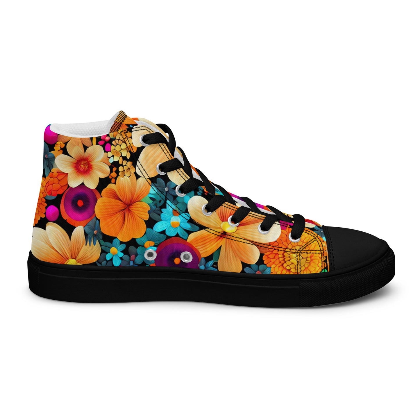 DMV 0259 Floral Women’s high top canvas shoes