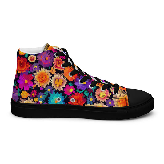 DMV 0192 Floral Women’s high top canvas shoes
