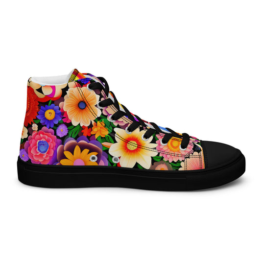 DMV 0309 Floral Women’s high top canvas shoes