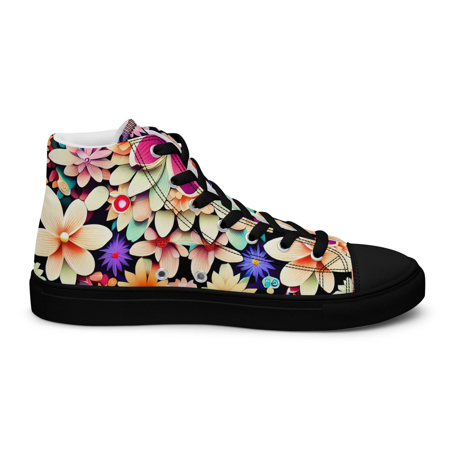 DMV 0307 Floral Women’s high top canvas shoes