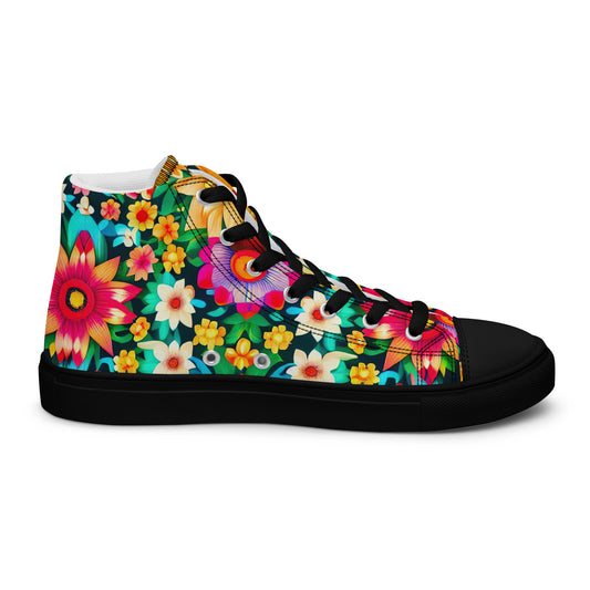DMV 0193 Floral Women’s high top canvas shoes