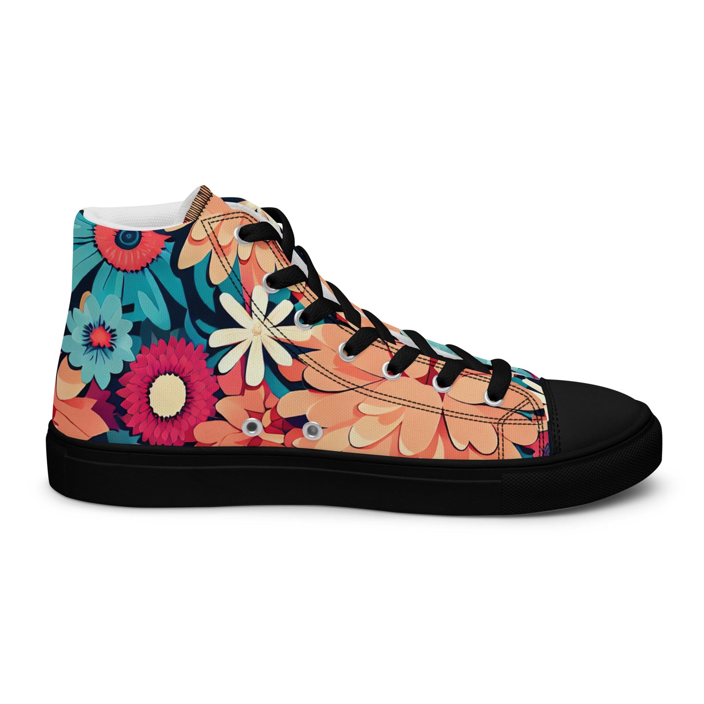 DMV 0293 Floral Women’s high top canvas shoes