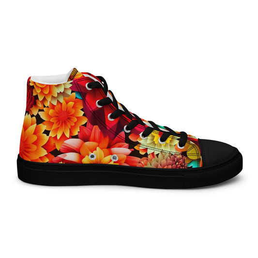 DMV 0419 Floral Women’s high top canvas shoes