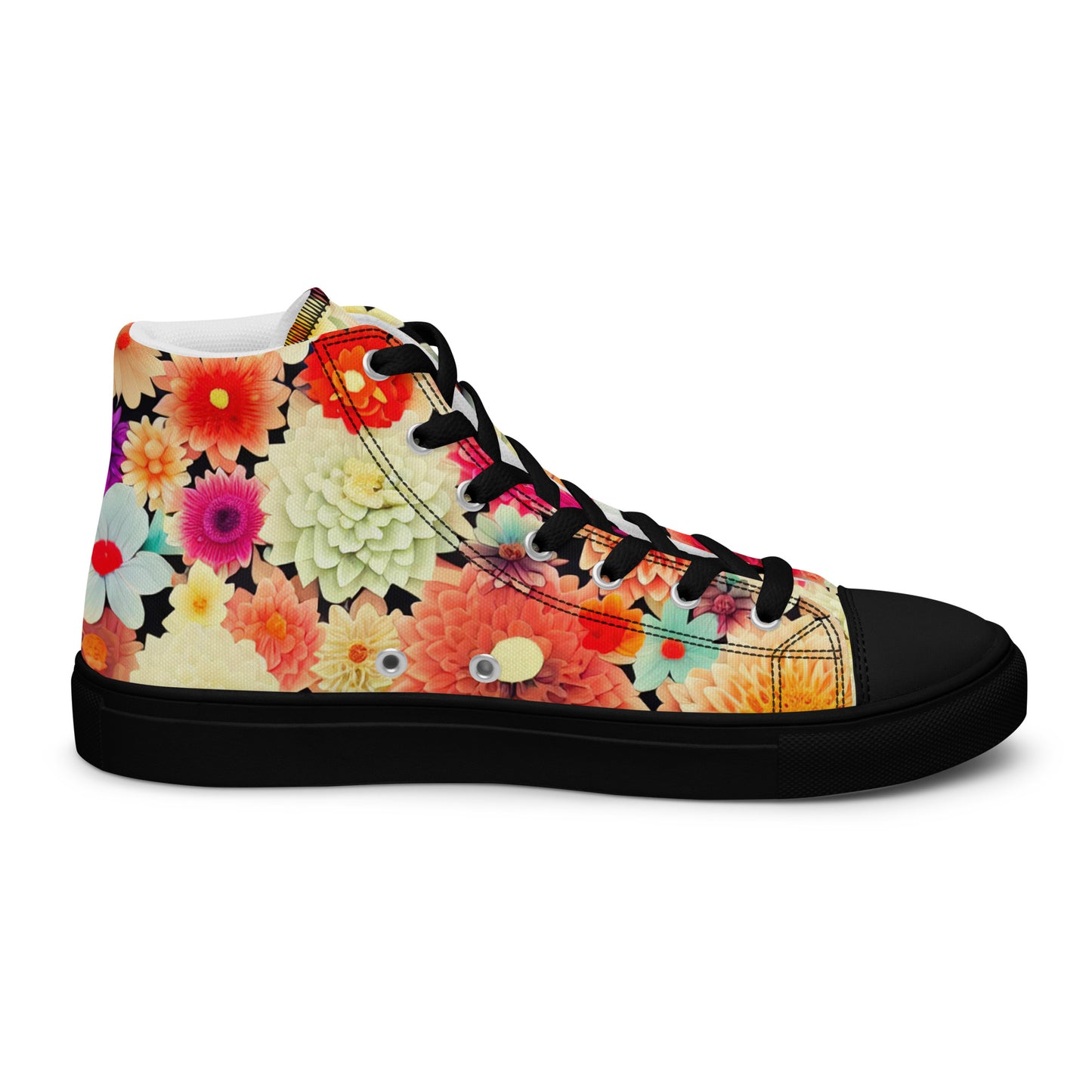 DMV 0424 Floral Women’s high top canvas shoes