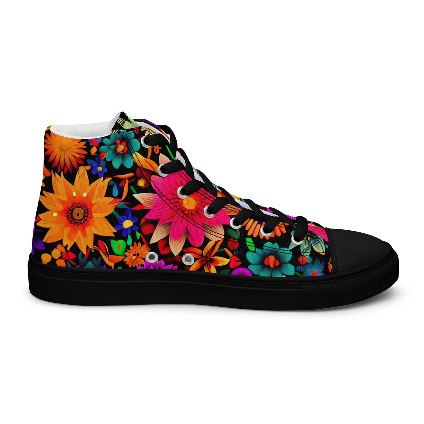 DMV 0329 Floral Women’s high top canvas shoes