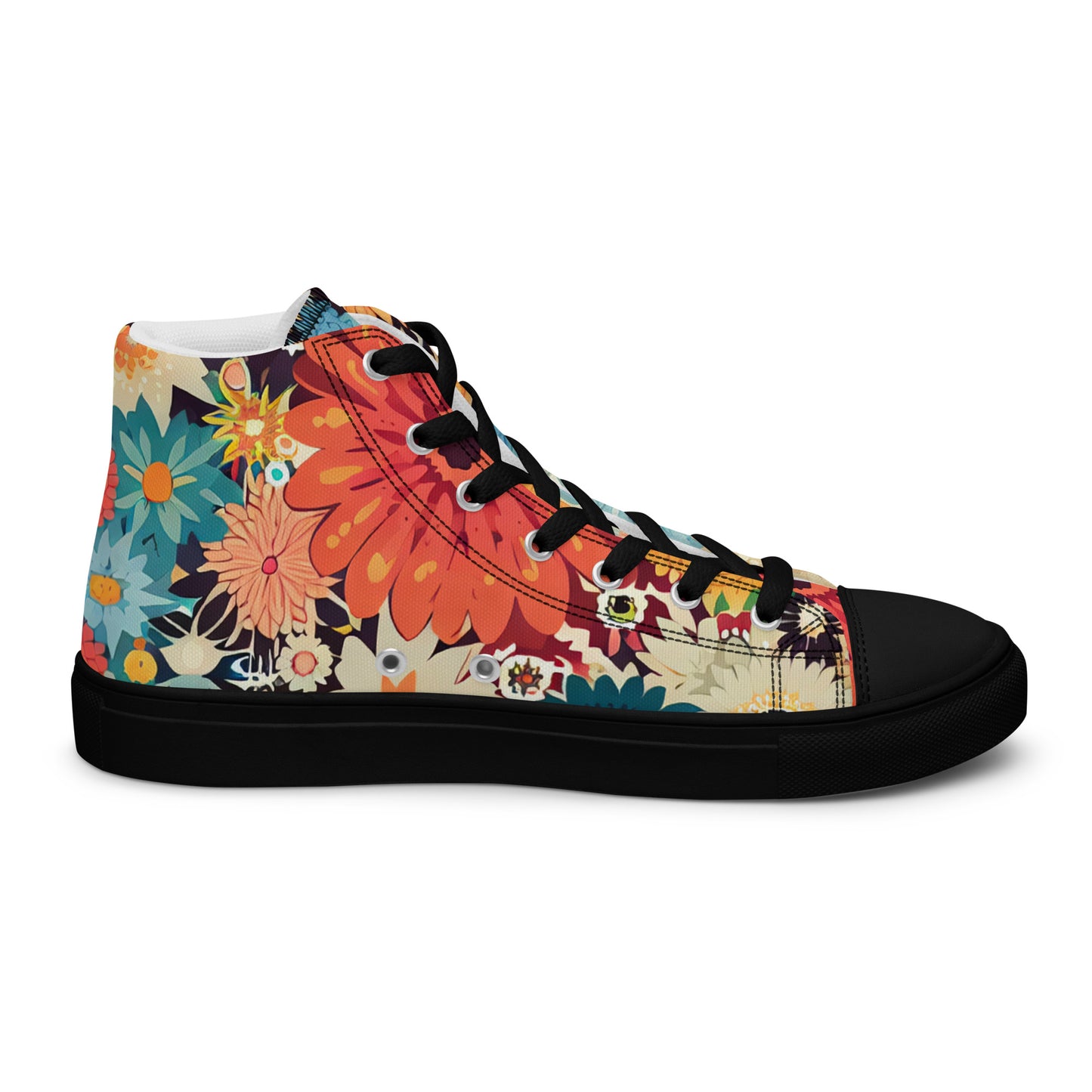 DMV 0984 Floral Women’s high top canvas shoes