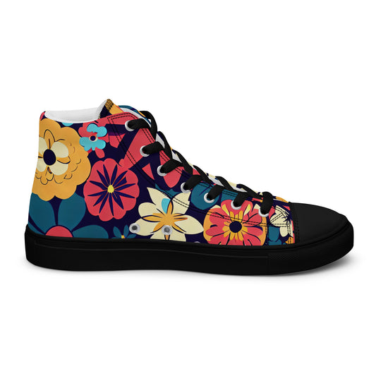 DMV 0392 Floral Women’s high top canvas shoes