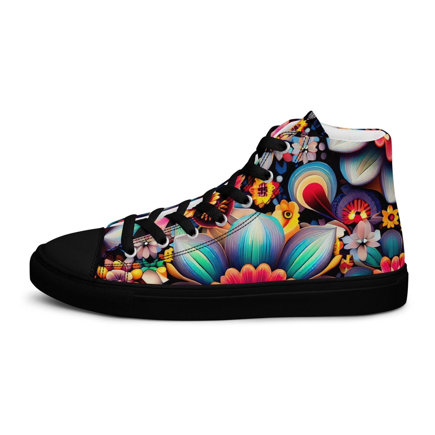 DMV 0219 Floral Women’s high top canvas shoes