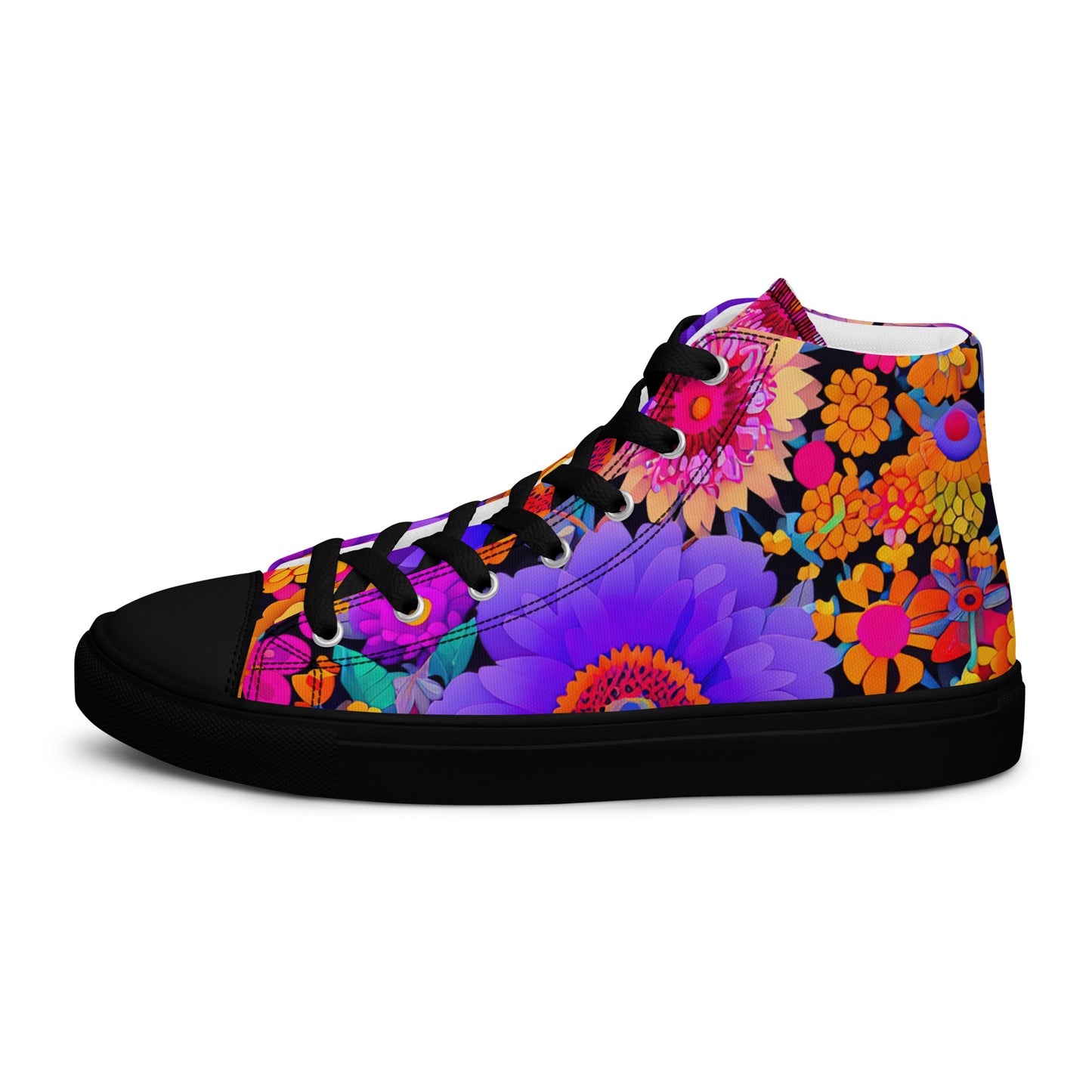 DMV 0220 Floral Women’s high top canvas shoes