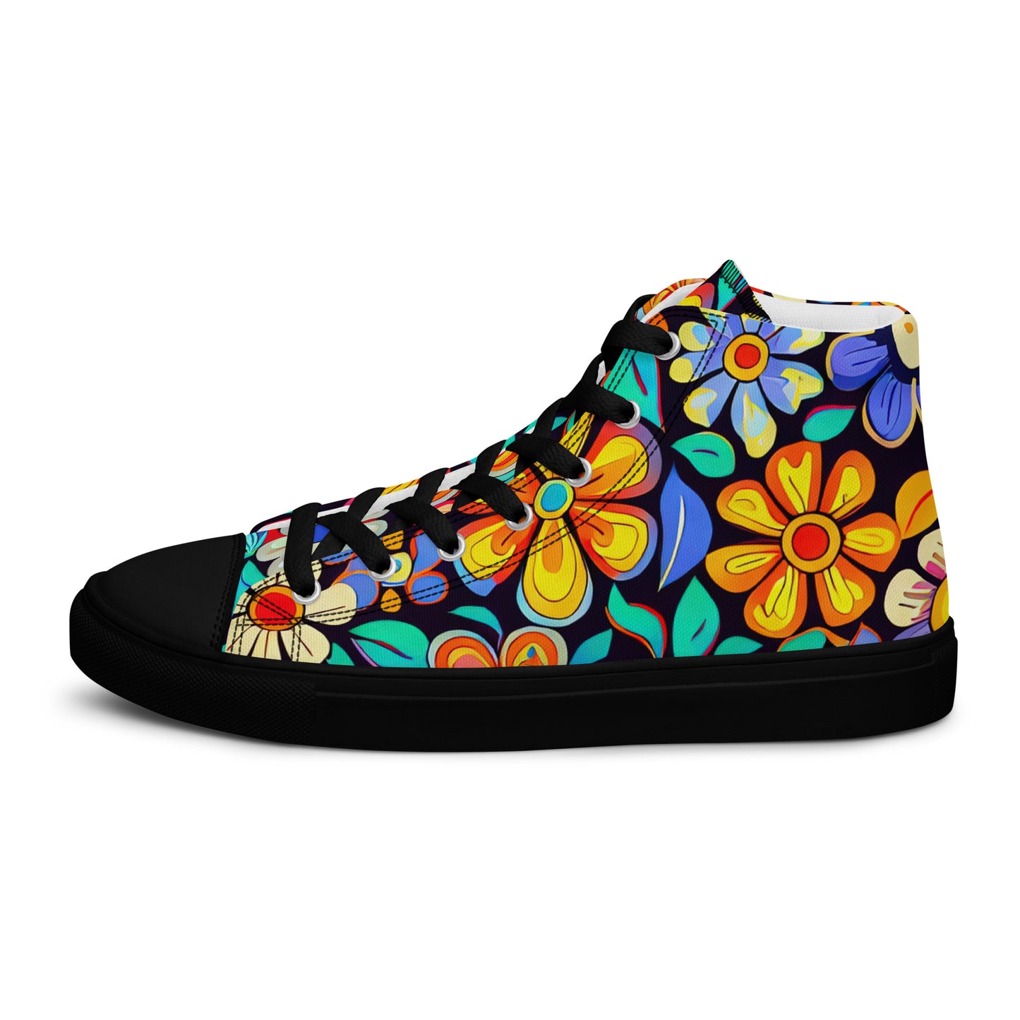 DMV 0257 Floral Women’s high top canvas shoes