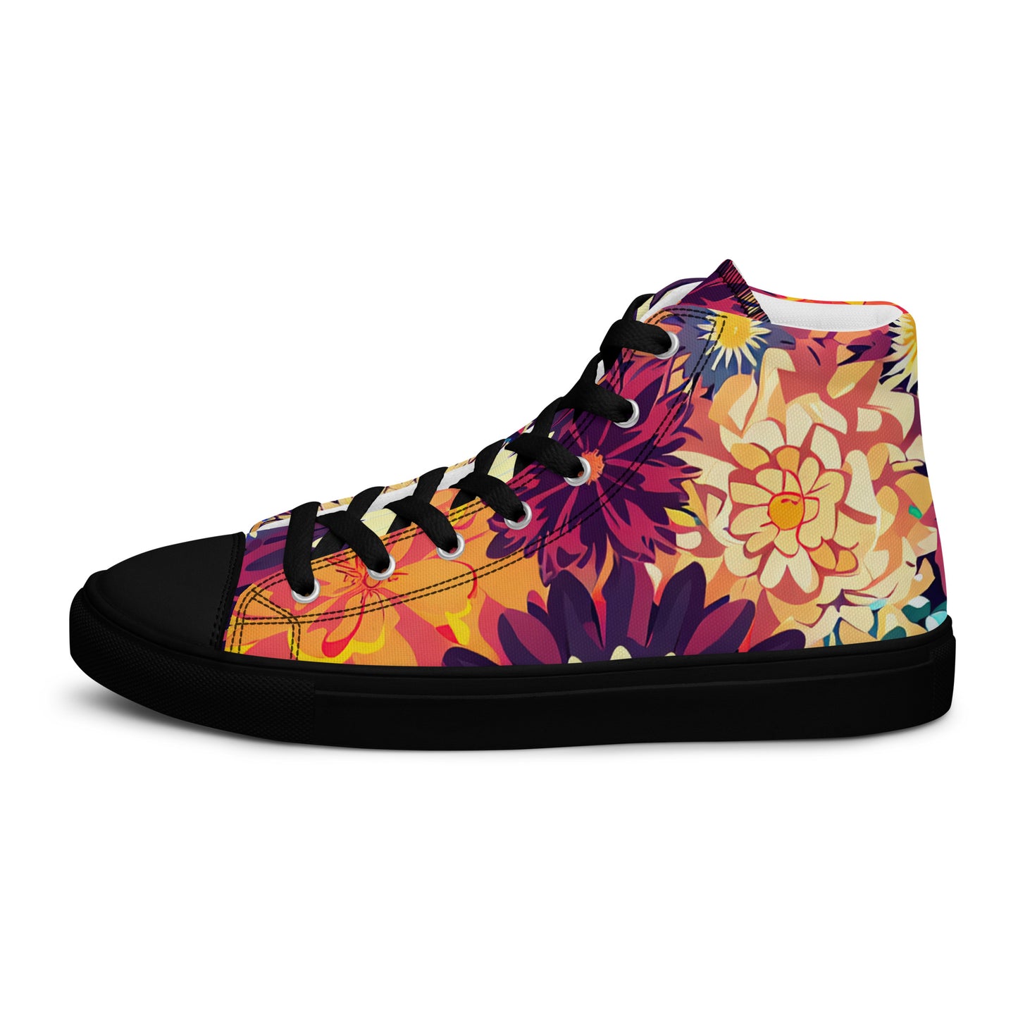 DMV 0097 Floral Women’s high top canvas shoes