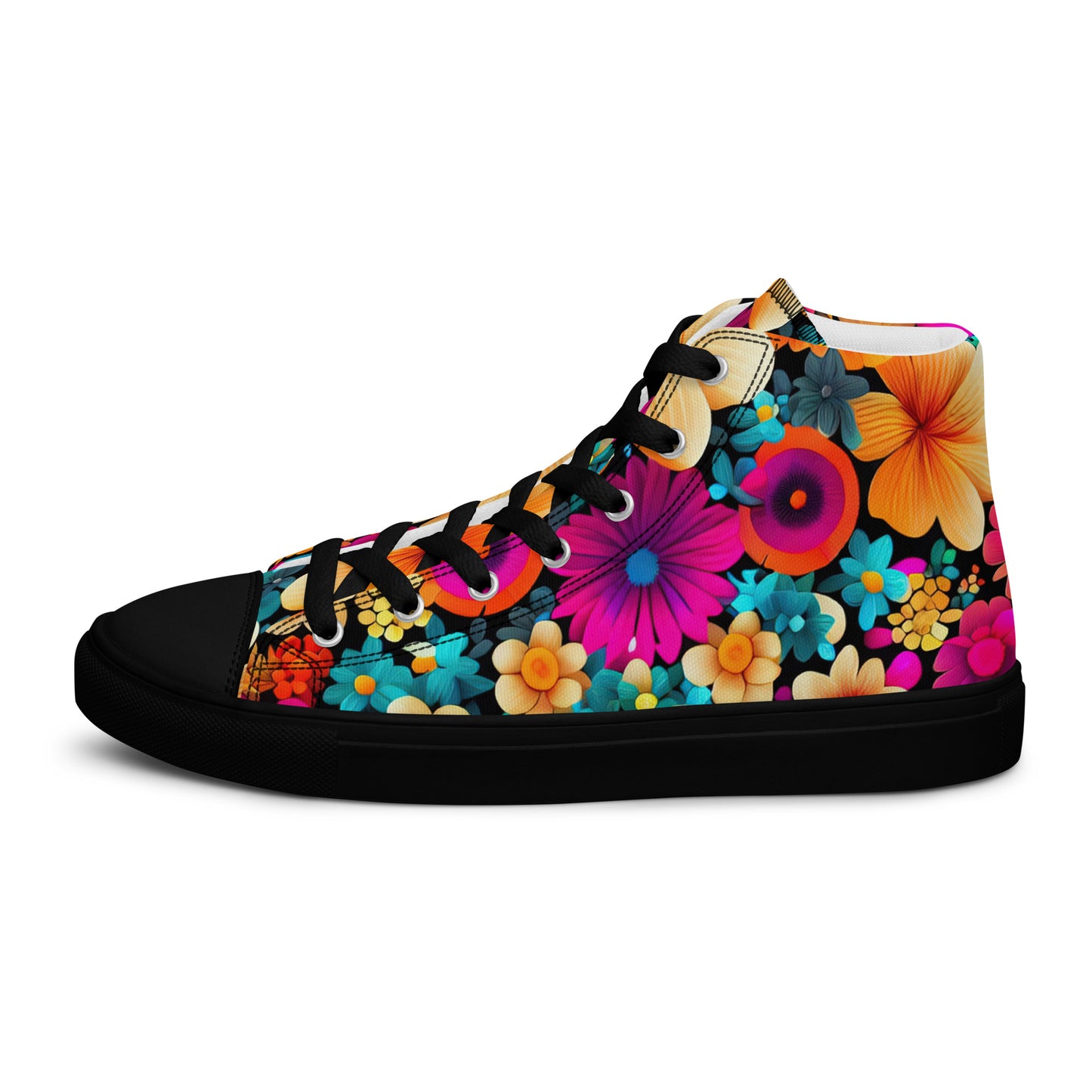 DMV 0259 Floral Women’s high top canvas shoes