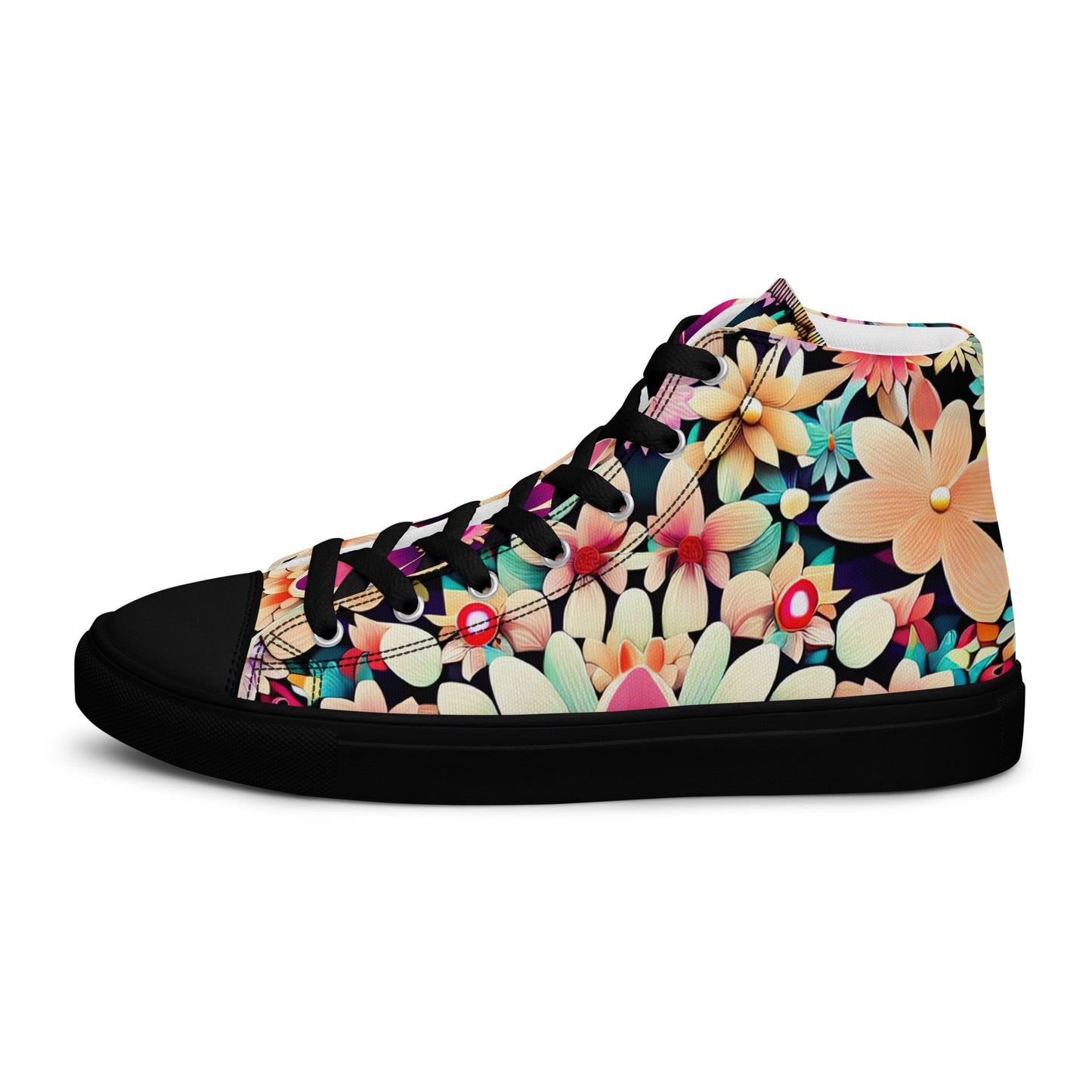 DMV 0307 Floral Women’s high top canvas shoes