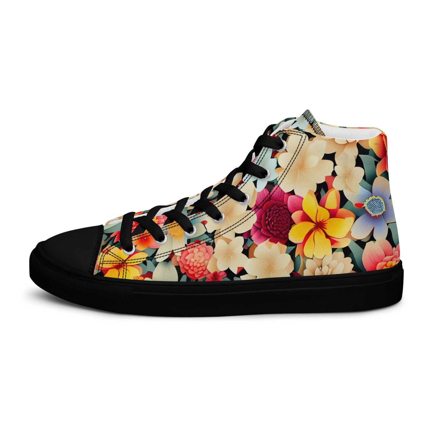 DMV 0260 Floral Women’s high top canvas shoes