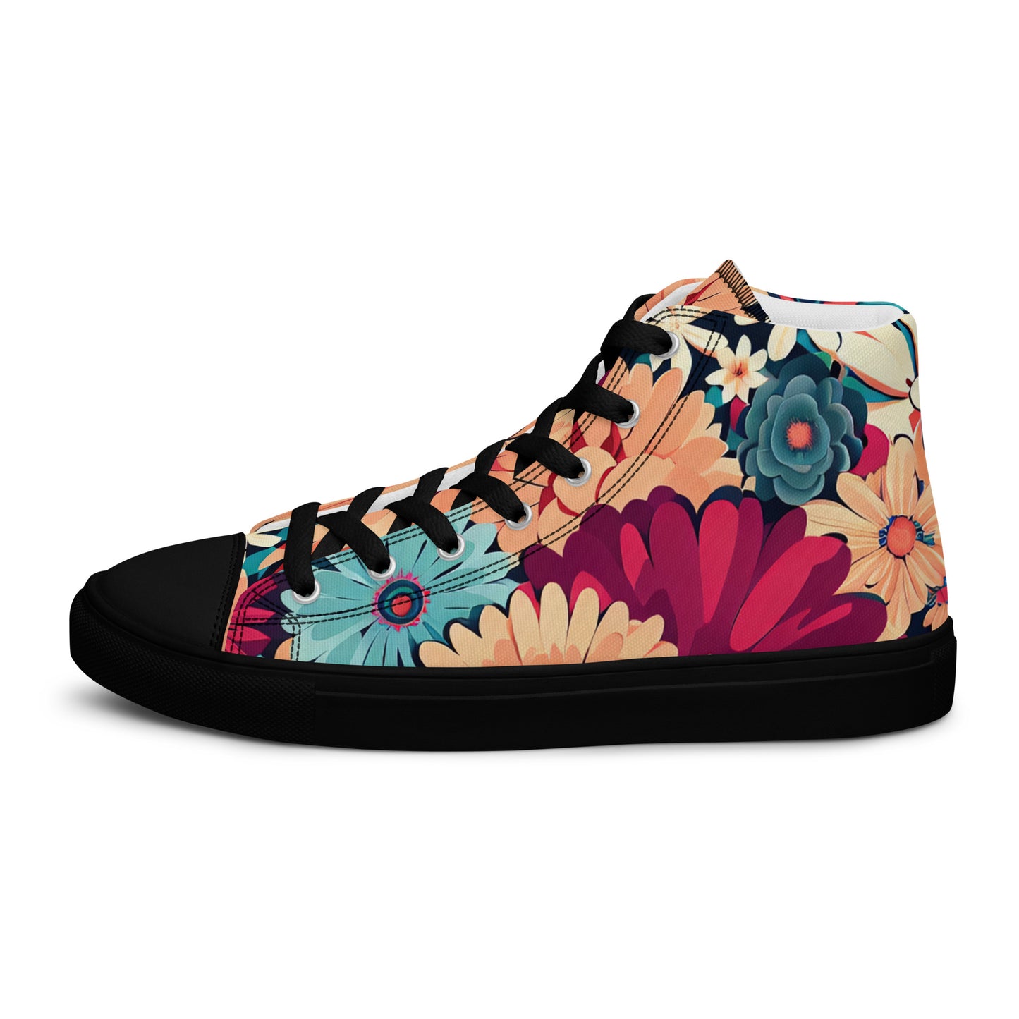 DMV 0293 Floral Women’s high top canvas shoes