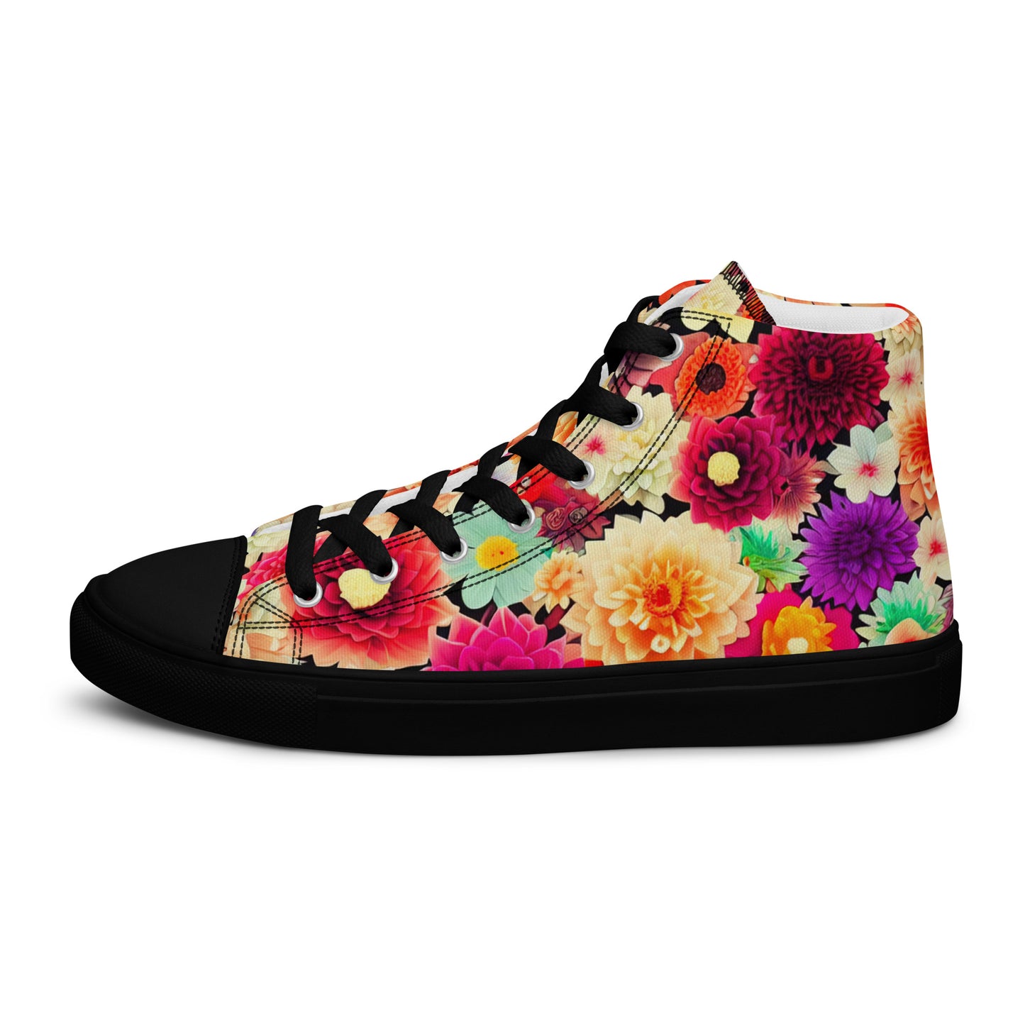 DMV 0424 Floral Women’s high top canvas shoes