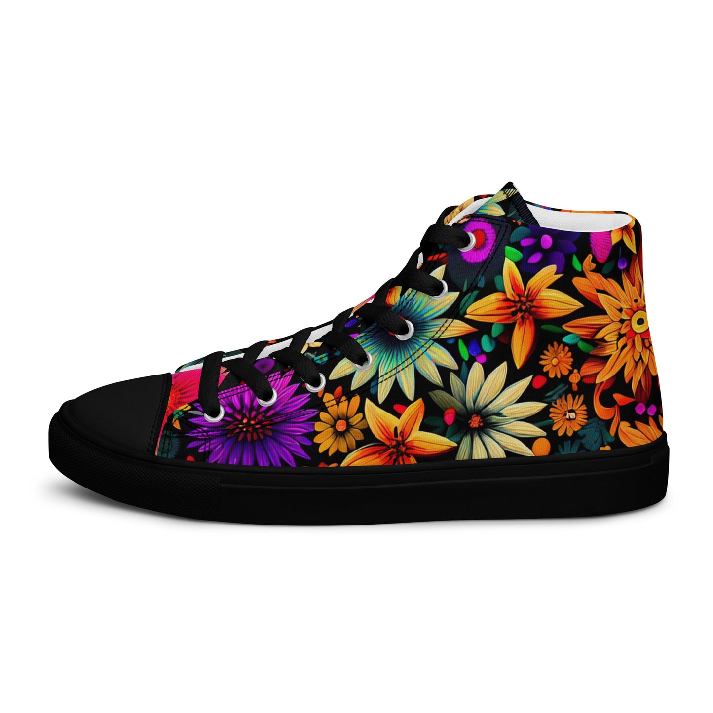 DMV 0329 Floral Women’s high top canvas shoes