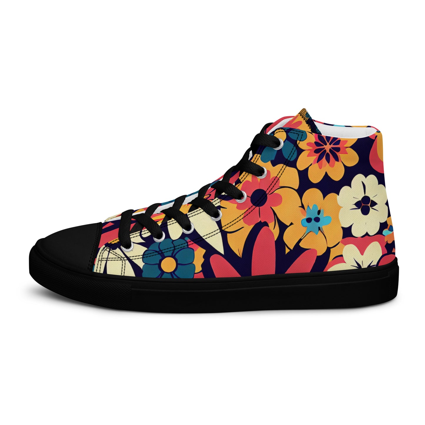 DMV 0392 Floral Women’s high top canvas shoes