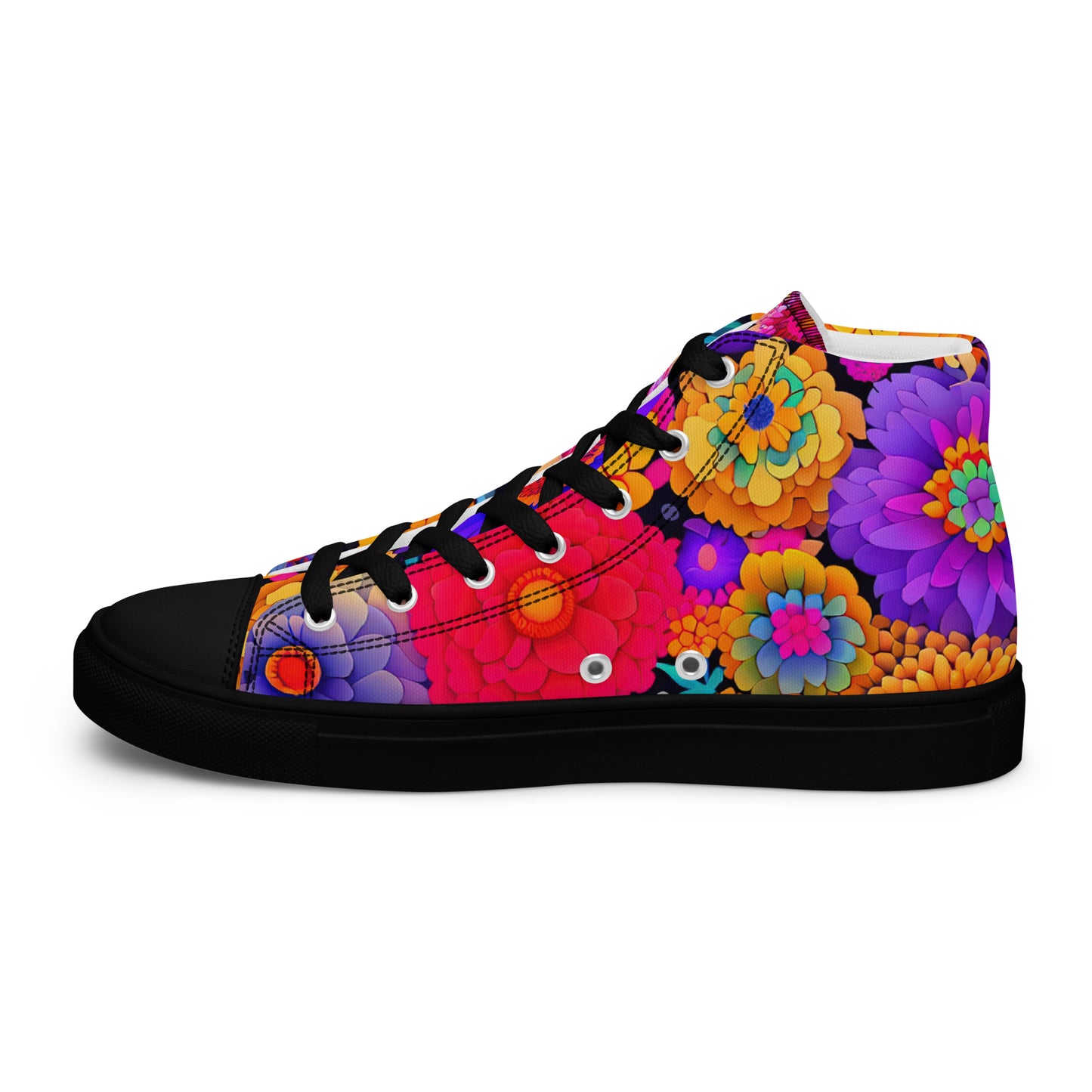 DMV 0220 Floral Women’s high top canvas shoes