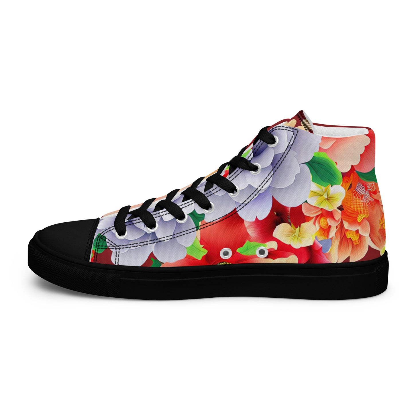 DMV 0035 Floral Women’s high top canvas shoes