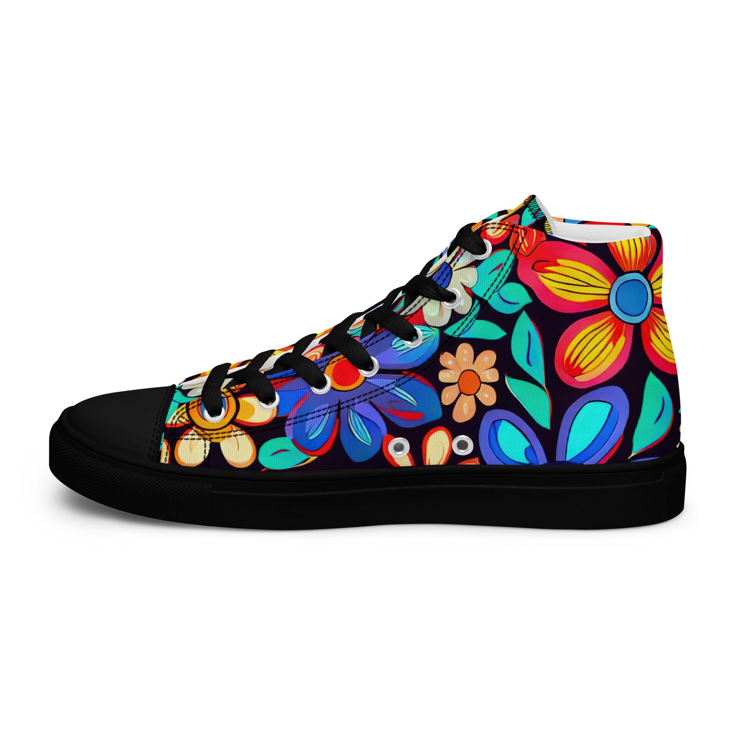 DMV 0257 Floral Women’s high top canvas shoes