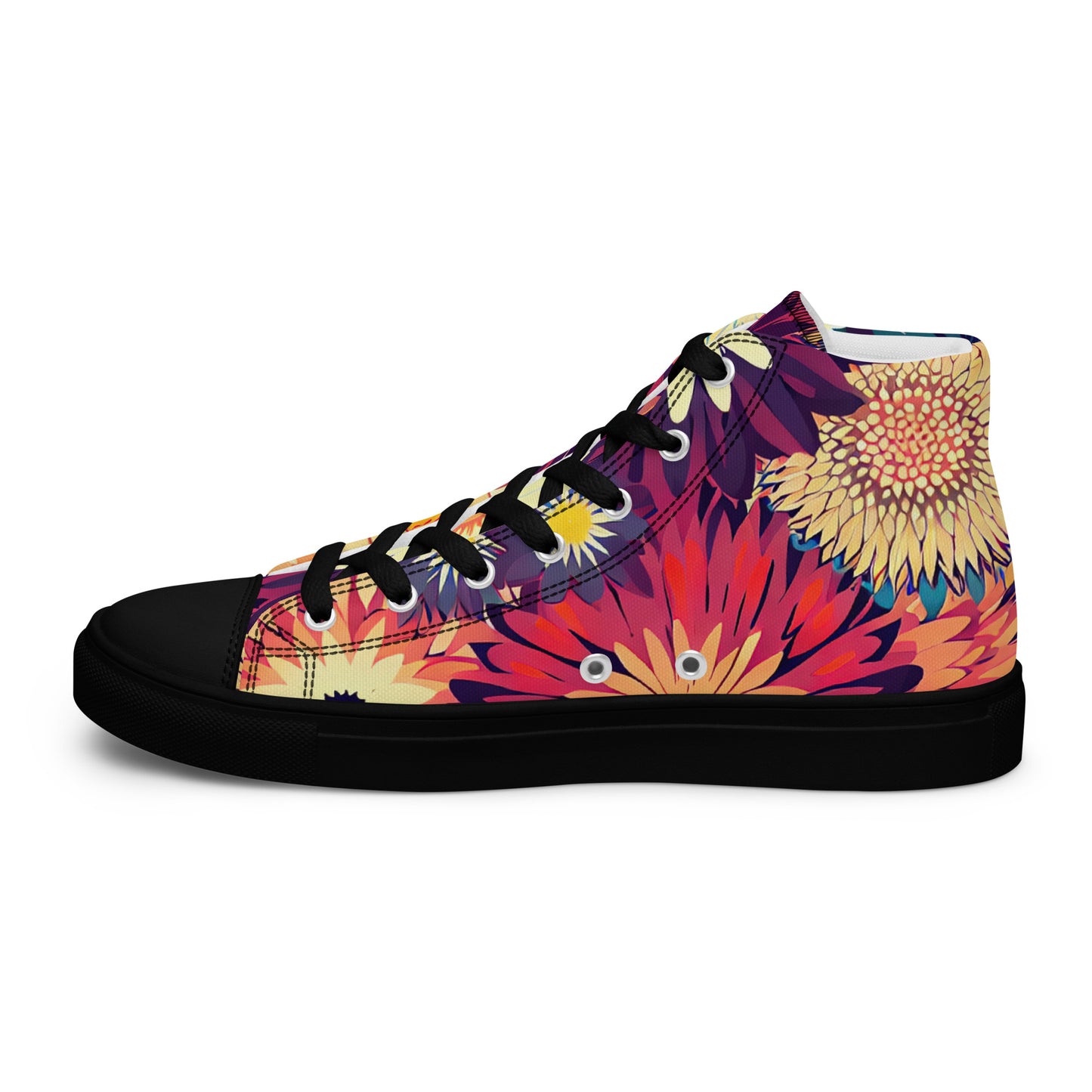 DMV 0097 Floral Women’s high top canvas shoes