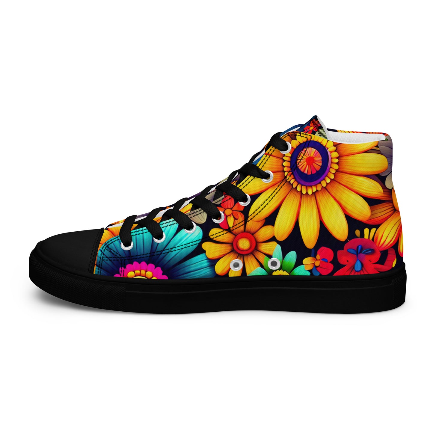 DMV 0158 Floral Women’s high top canvas shoes