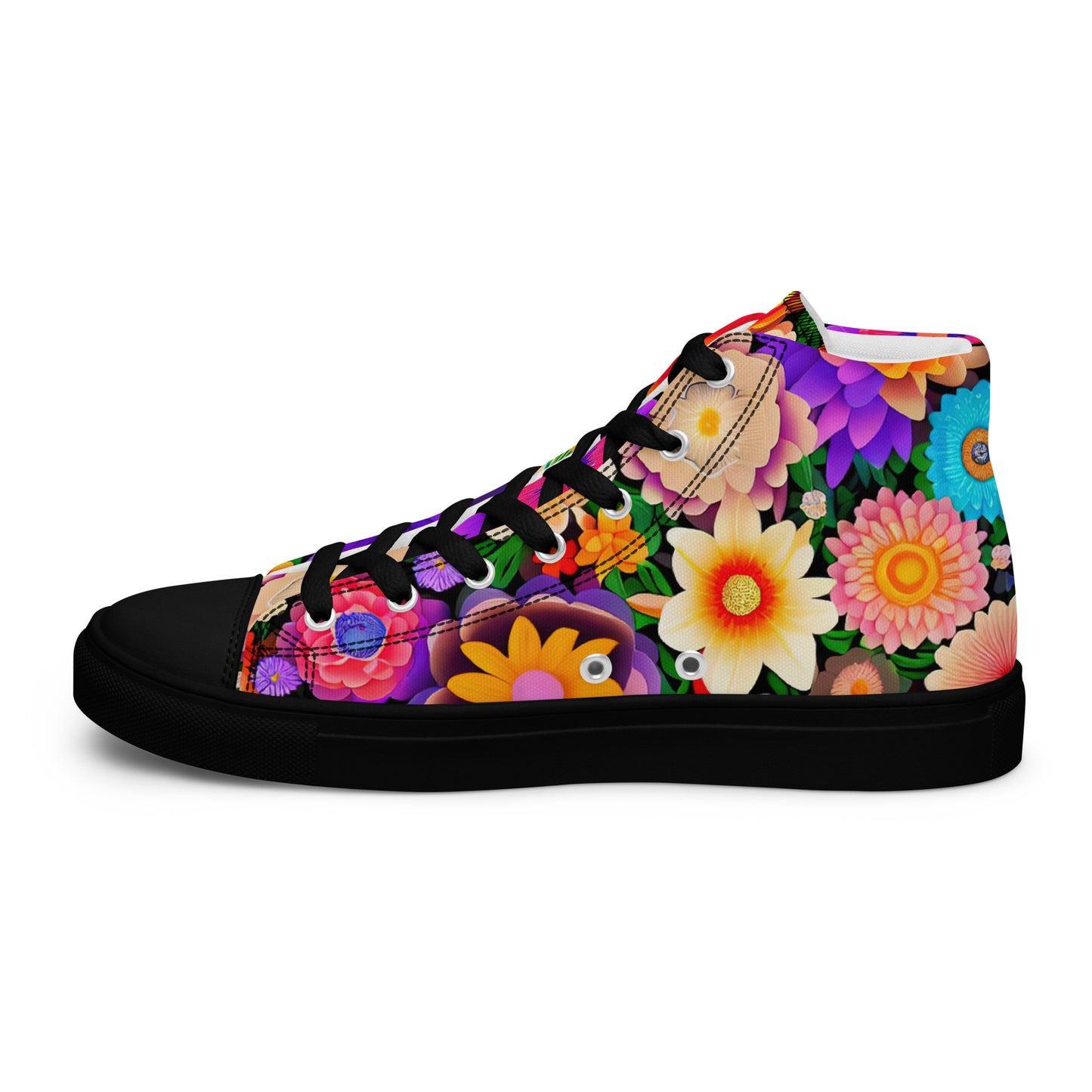 DMV 0309 Floral Women’s high top canvas shoes