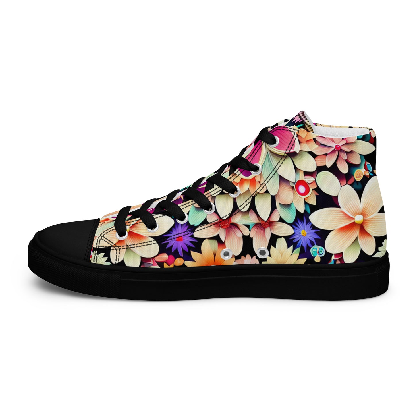 DMV 0307 Floral Women’s high top canvas shoes